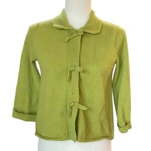 Evelyn Grace Women's Green Cashmere 3/4 Sleeve Cardigan Sweater Size Sma…